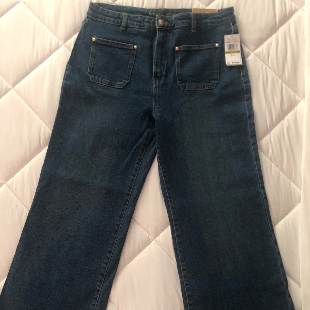 NWT Michael Kors Selma Wide Leg High Waist Size 14 Jeans